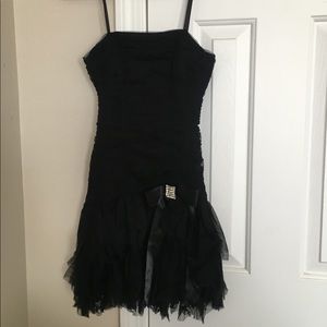 Semi formal 2010 dress all black with fluff at the bottom